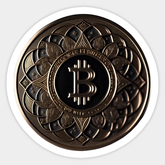 Just a Golden bitcoin Coin Ornament Sticker by Dmytro